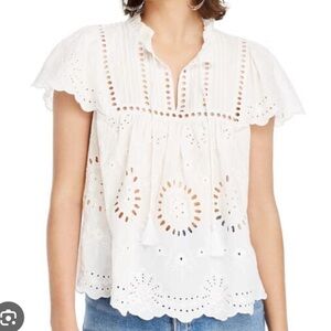 Lino Emelia Eyelet Top